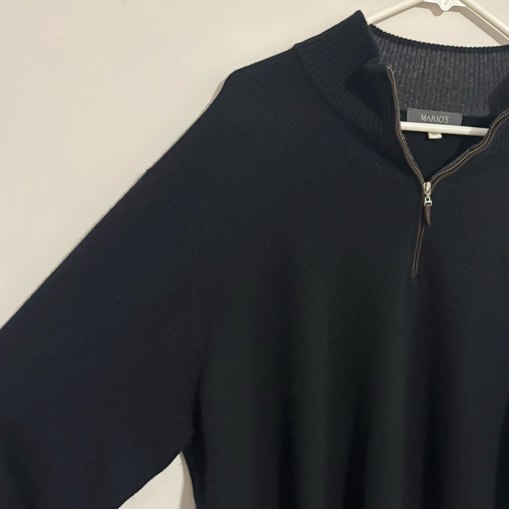 MARIO’S Men's Zip-Up Sweater in Black and Gray 100% Cashmere XXL - Picture 4 of 4